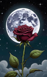 a rose and a moon