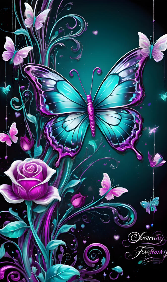 green,teal Butterflys 
💜