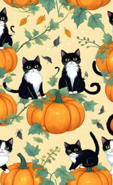 Tuxedo cats and pumpkins!