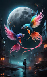 a group of fish in the air