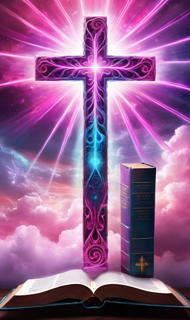 Bible, pink cross, spiral