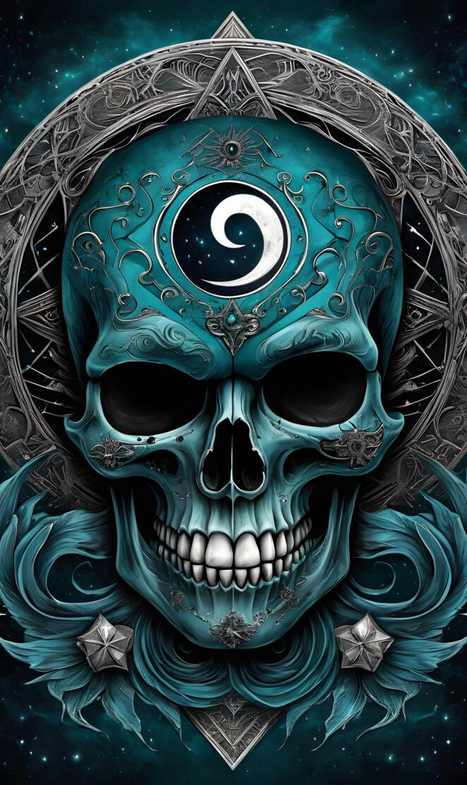 skull with spiraling 3rd eye