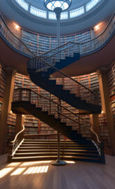 spiral libary a staircase inside a building