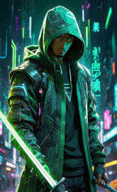 neon cyberpunk samurai a.i.