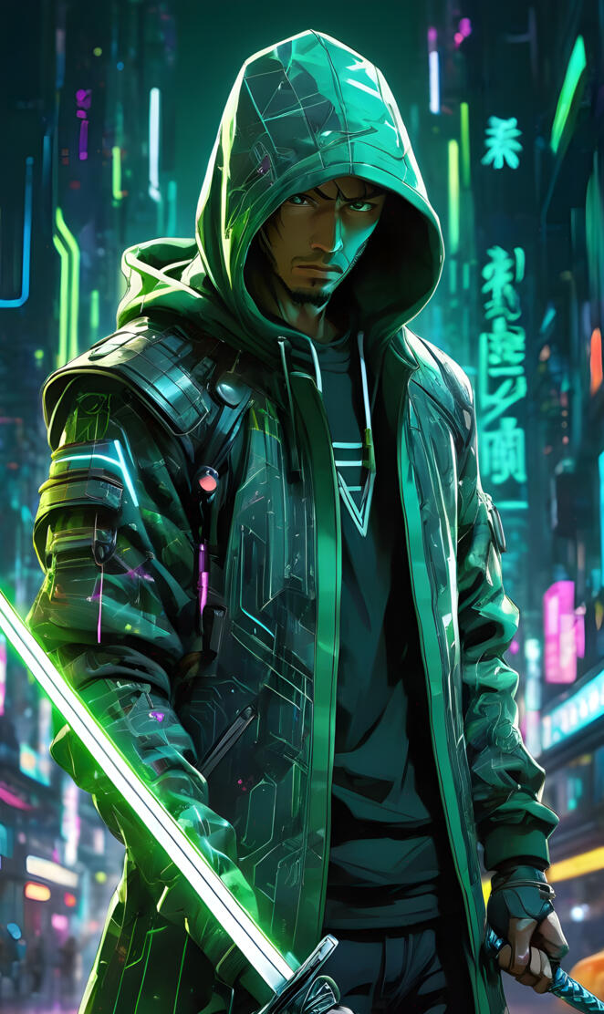 neon cyberpunk samurai a.i.
