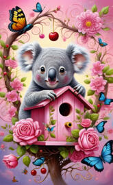 a koala bear with flowers