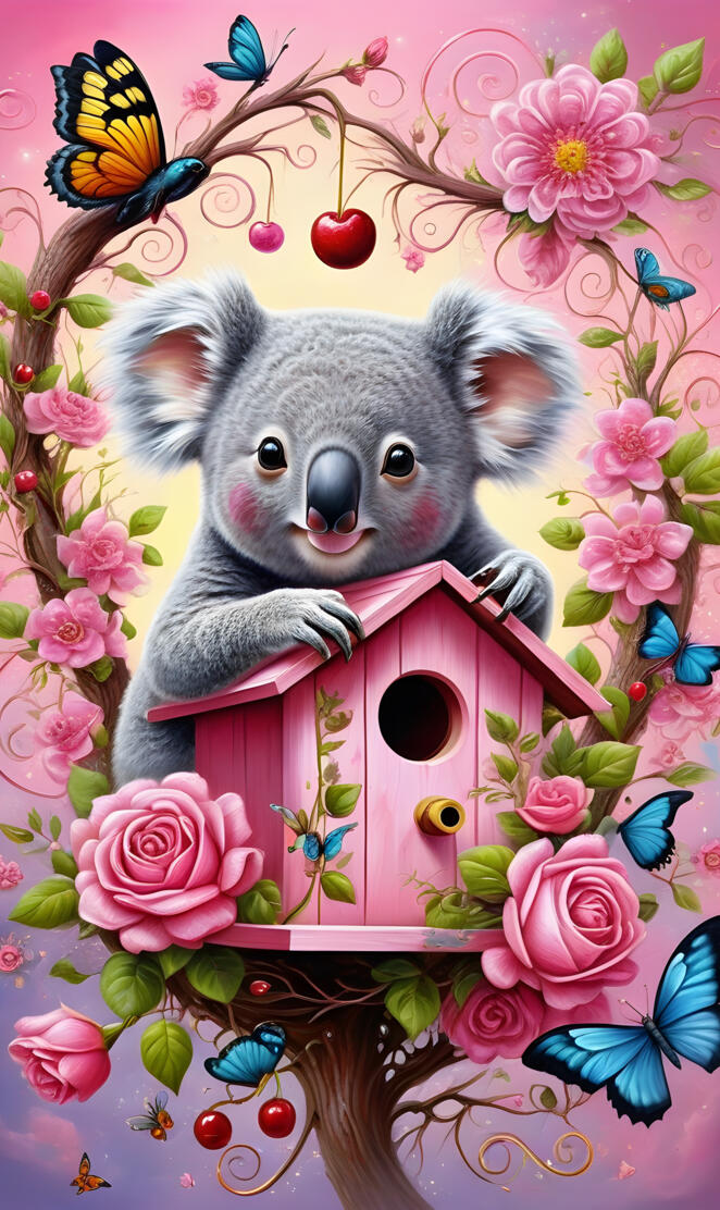a koala bear with flowers