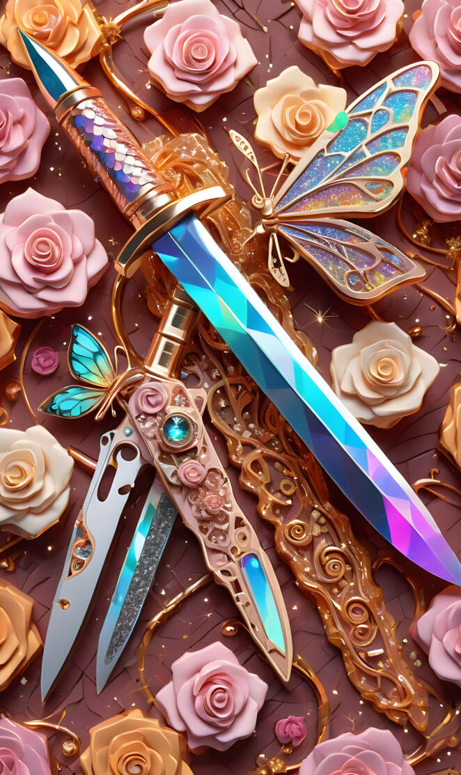 a table full of roses and a knife