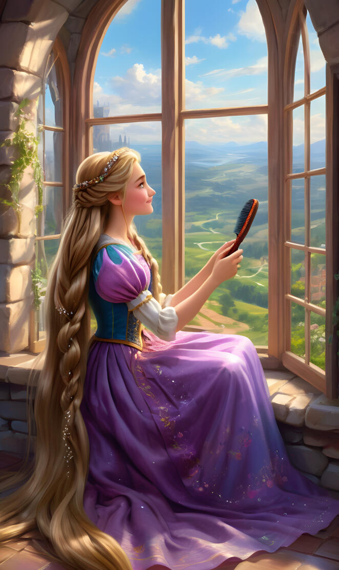 Rapunzel looking outside
