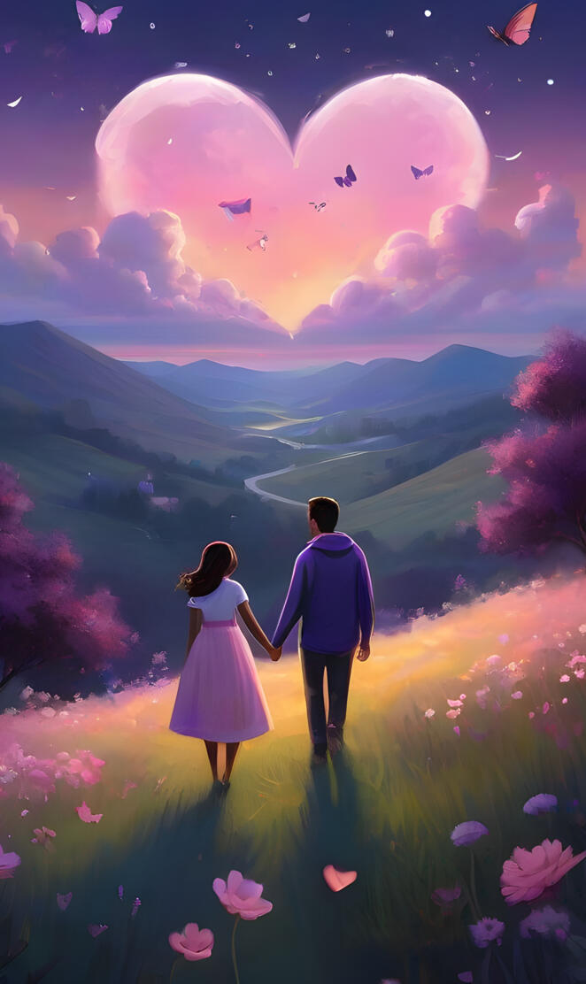 A Sunset of Love"best cute couple wallpaper