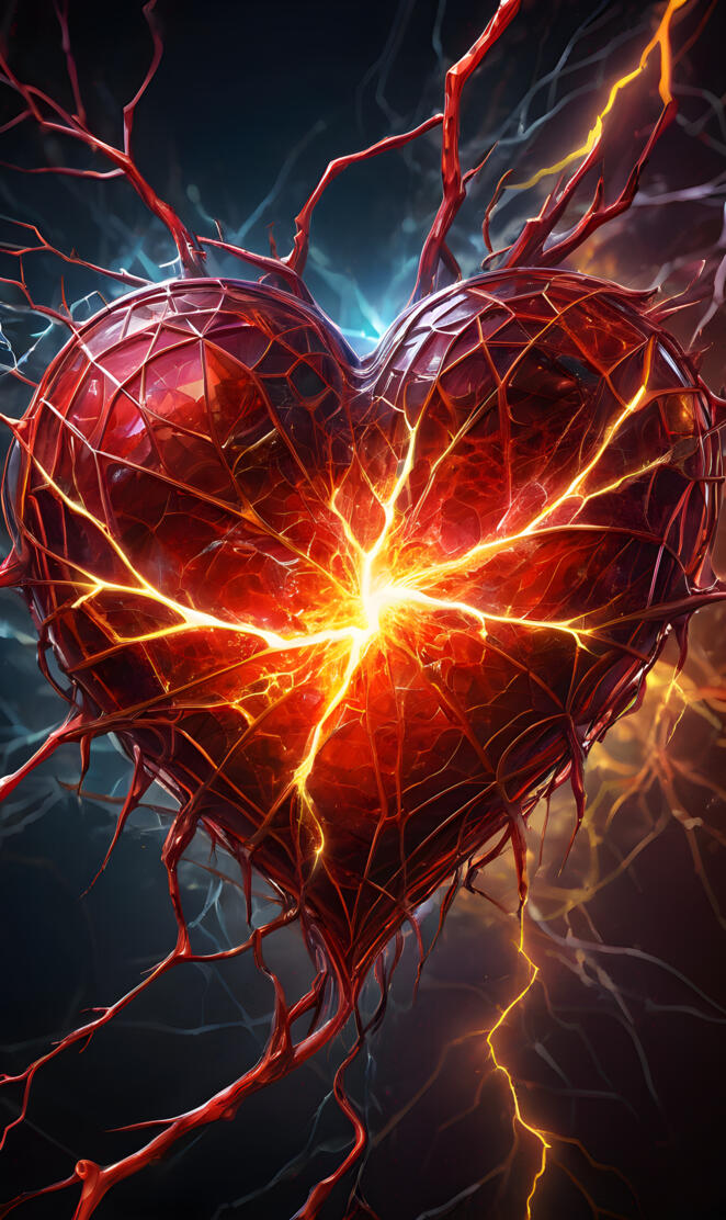 a red and blue circle with a yellow center and a red center