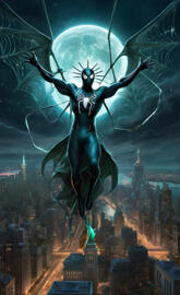 Spiderman above Lady Liberty