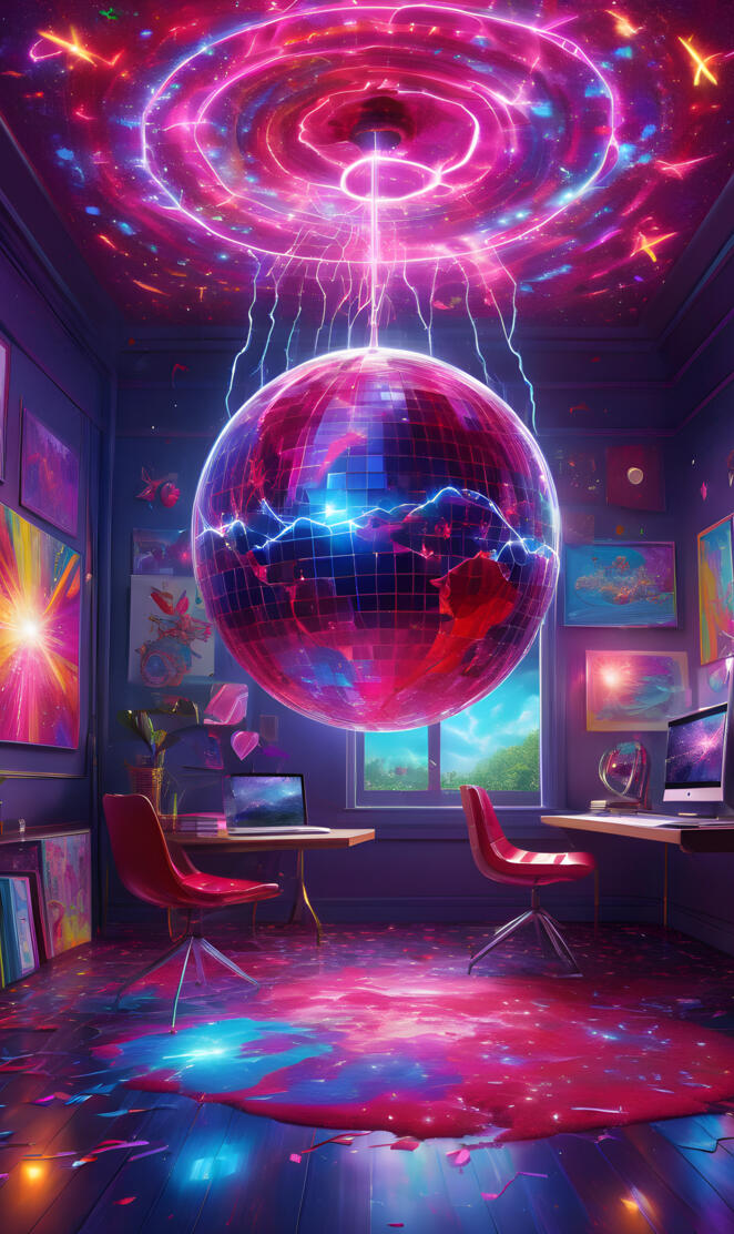 a room with a large balloon