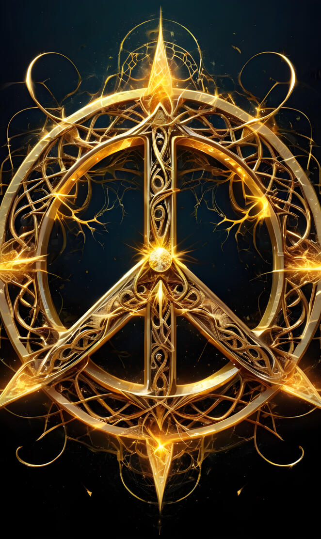 a gold and black design