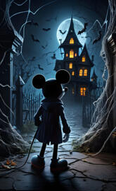 micky mouse at a haunted house