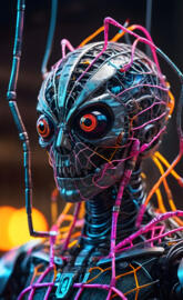 a close-up of a mask