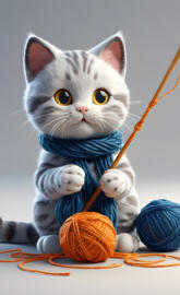 cat bundled in yarn