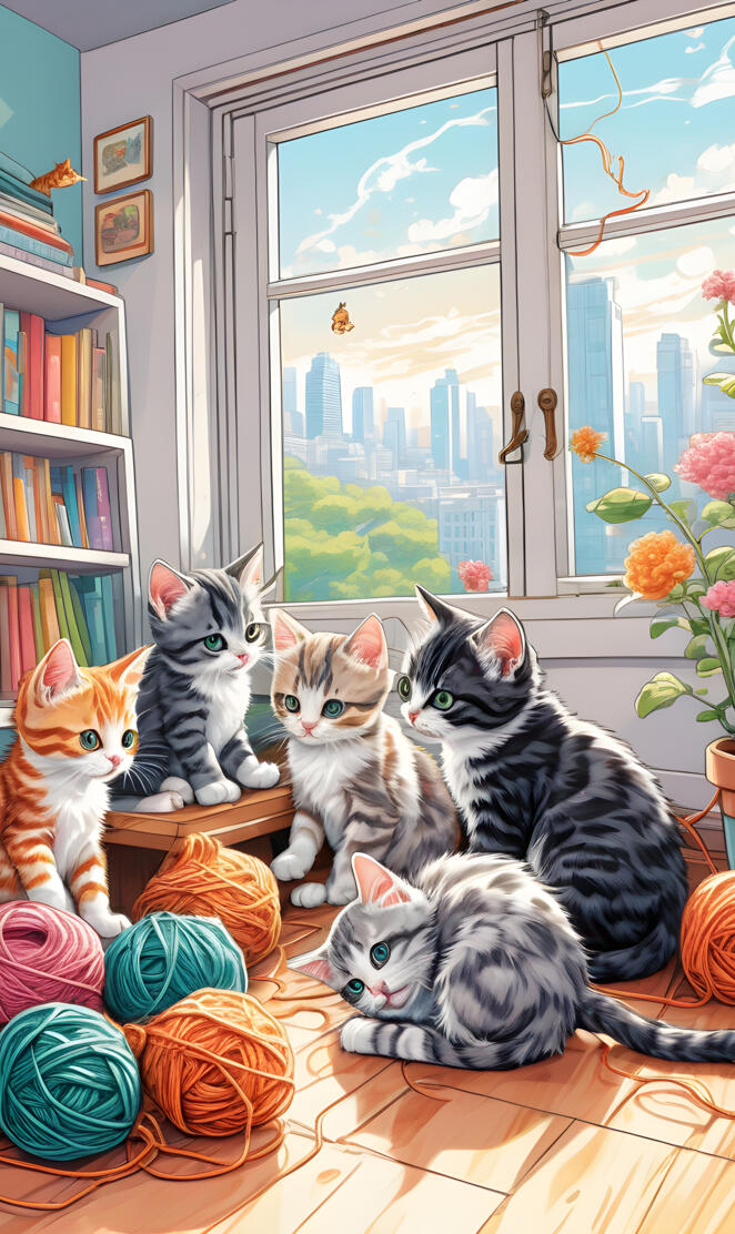 kittens and yarn
