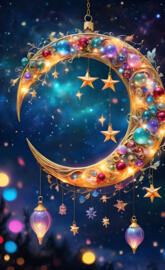 a decorated moon with lights