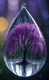 a purple flower in a glass vase