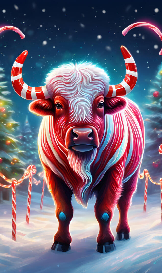 a pink cow with horns