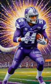 a football player holding a football