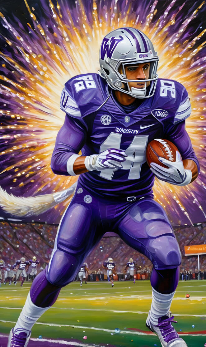 a football player holding a football