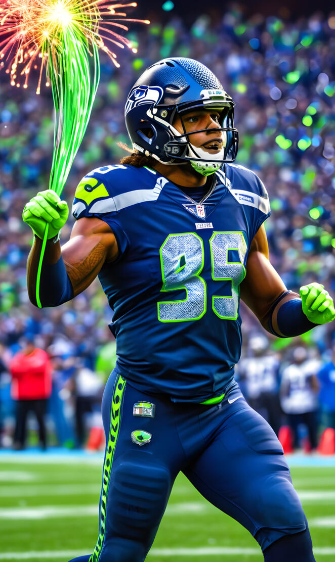 a football player holding a flower