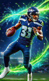 a football player running with a football