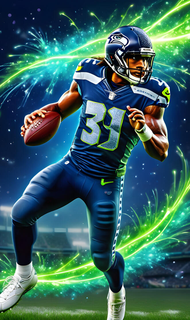 a football player running with a football