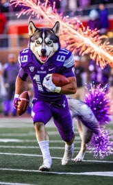 a person in a garment holding a football