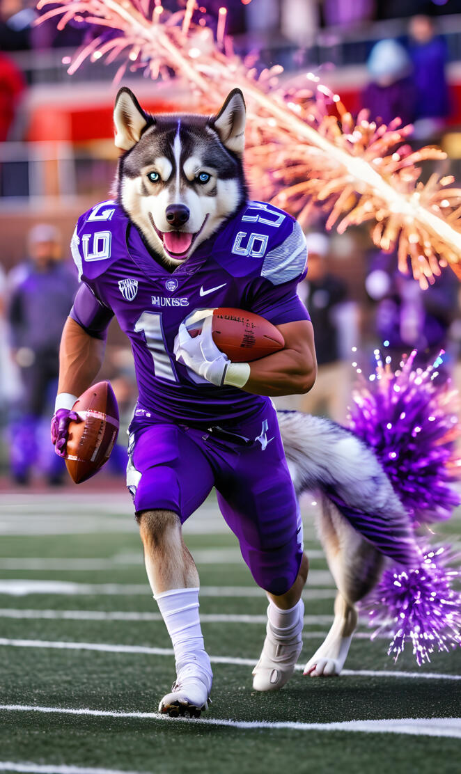 a person in a garment holding a football