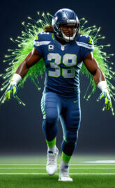 a football player running on a field