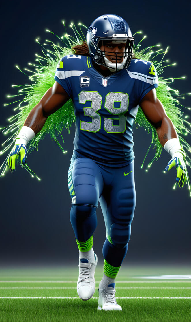 a football player running on a field