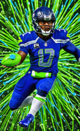 a football player running with a football