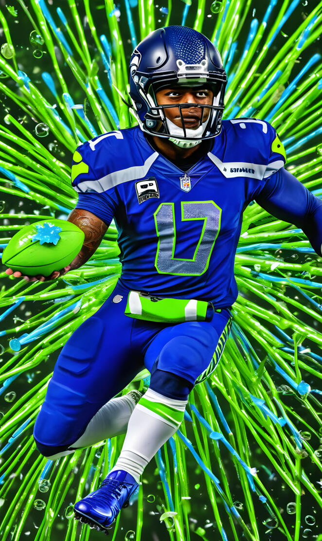 a football player running with a football