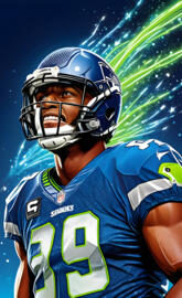 a football player in a blue uniform