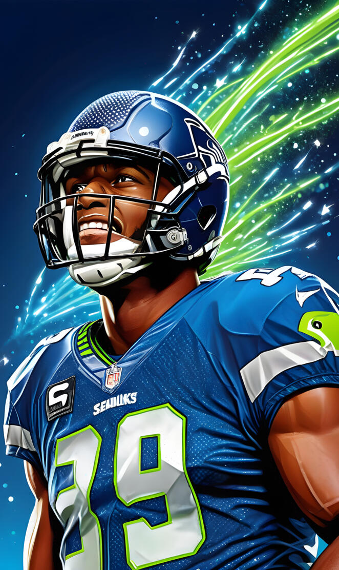 a football player in a blue uniform