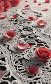 white lace & rose petals