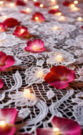 lace, petals, and lights