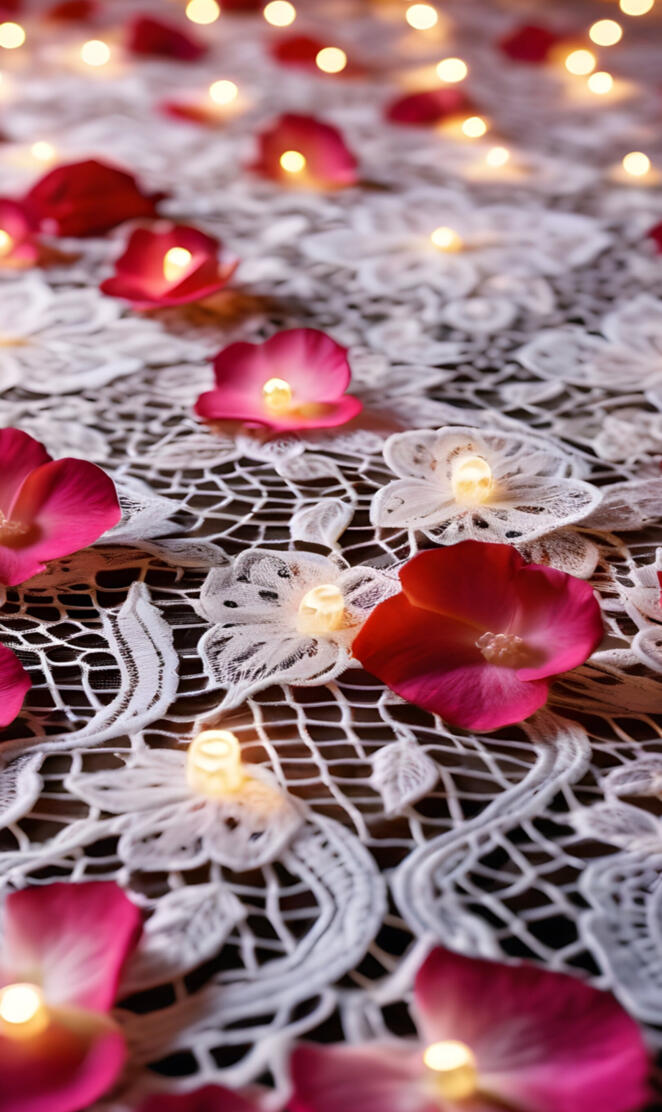 lace, petals, and lights