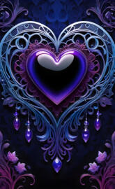 3D heart with lace and crystals