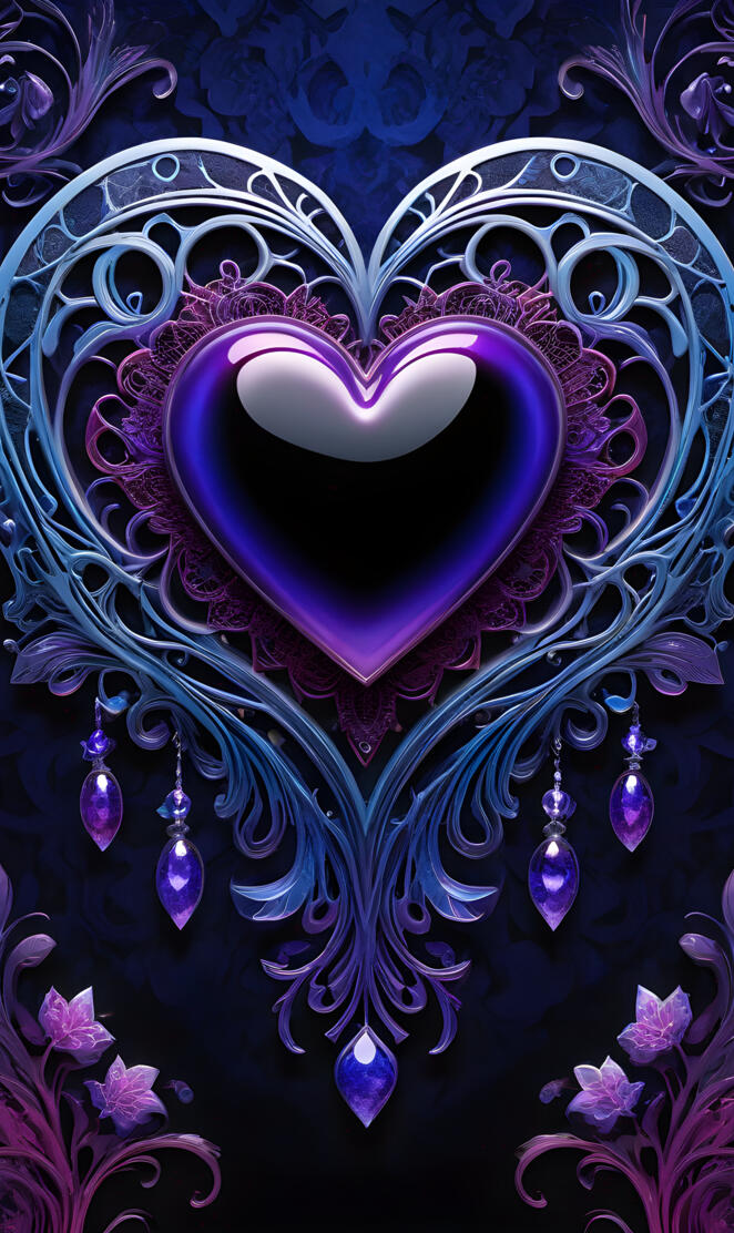 3D heart with lace and crystals