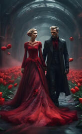 a man and woman in formal wear