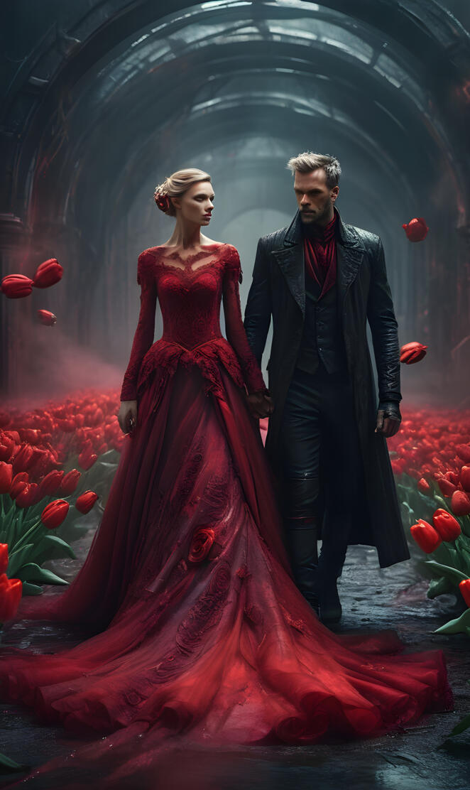 a man and woman in formal wear