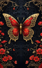 Medieval, Crimson, Gothic, Golden Lace, Butterfly Fuchsiamama610🌺