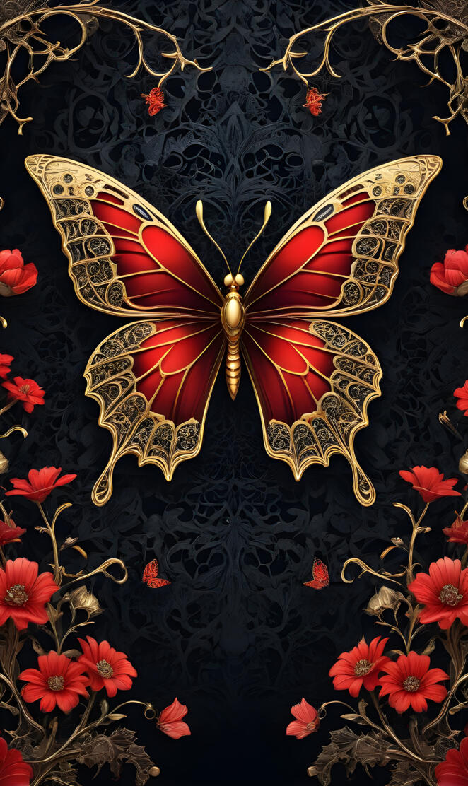 Medieval, Crimson, Gothic, Golden Lace, Butterfly Fuchsiamama610🌺