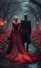 a man and woman in formal wear