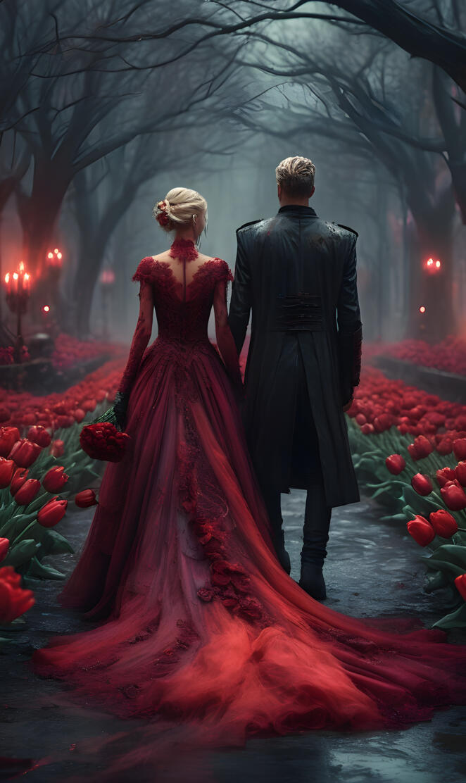 a man and woman in formal wear