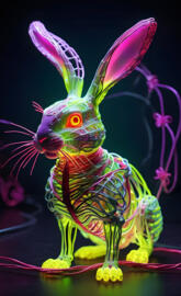 a colorful bunny with long ears